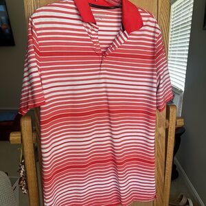 Nike Red and White Polo Shirt Vibrant Stripes
